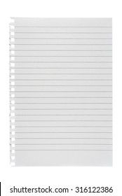 Lined Paper Isolated On White Background