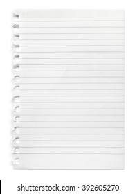 Lined Paper Sheet, Isolated On White          