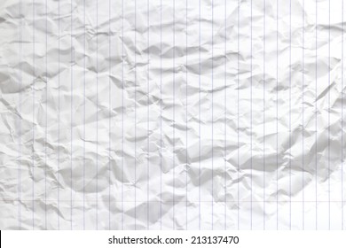 Lined White Crumpled Paper Background Texture