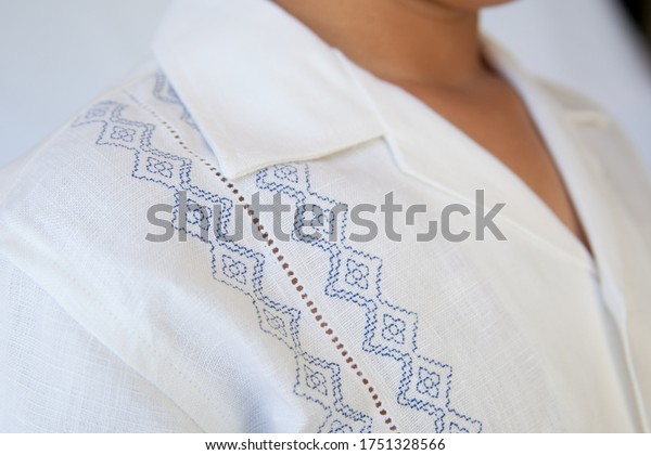 Linen\
embroidered shirts guayabera type children\
size