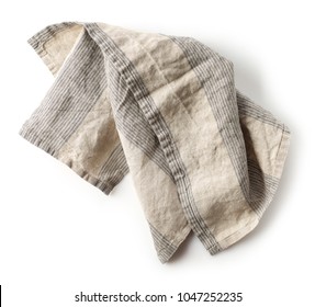 Linen Napkin Isolated On White Background, Top View