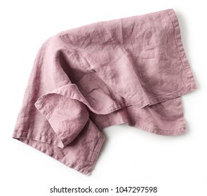 Linen Napkin Isolated On White Background, Top View