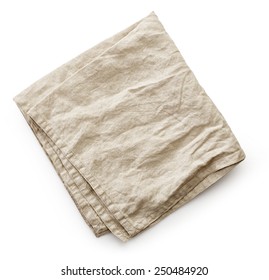 Linen Napkin Isolated On A White Background, Top View