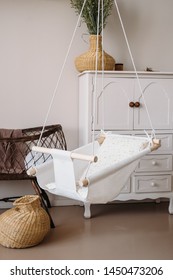 
linen textile swing cradle for a newborn baby decor decoration toys for the children's room interior boho style scandinavian comfort 