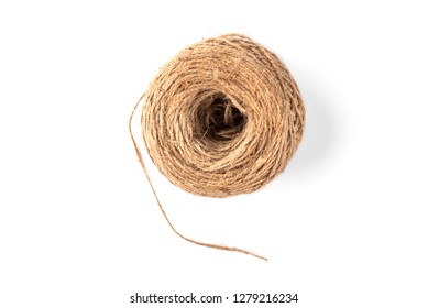 Linen Twine Isolated On White Background.
