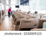 liner boat seats inside the vessel for trip to geiranger fjord norway