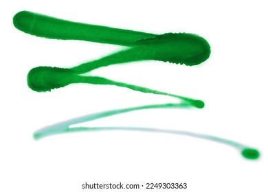 Lines drawn by green spray paint on white background