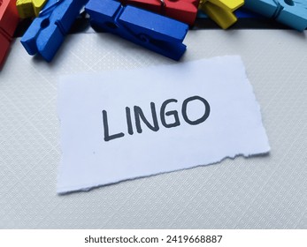 Lingo writting on white background.
