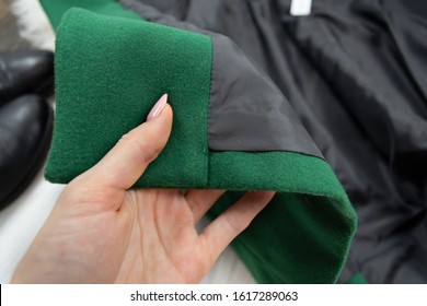 Lining Green Female Coat Close-up