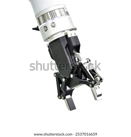Linkage type adaptive electric gripper robotics arm technology isolated on white background