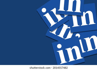 Linkedin business social networking platform logo on blue background