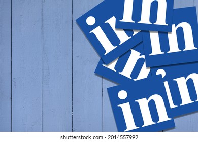 Linkedin business social networking platform logo on blue background