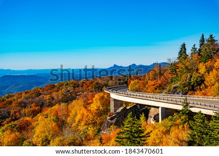Linn Cove Viaduct bathed in fall color