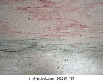 Linoleum Floor. Linoleum With Red Gray Abstract Pattern With Long Streaks