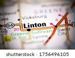 Linton. Indiana. USA on a geography map