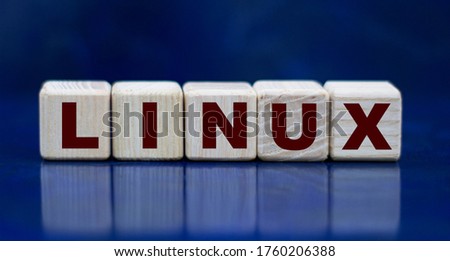 LINUX - abbreviated word on cubes on a beautiful blue background