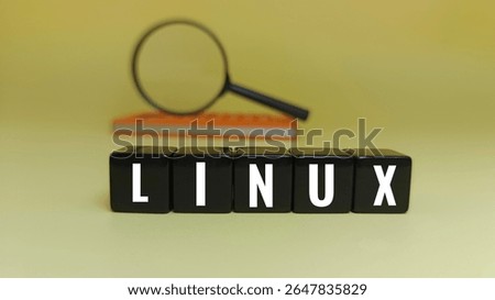 Linux text on black dice — symbolizing open-source operating system, software freedom, tech innovation, risk-taking in development, and flexible computing platform for developers. 