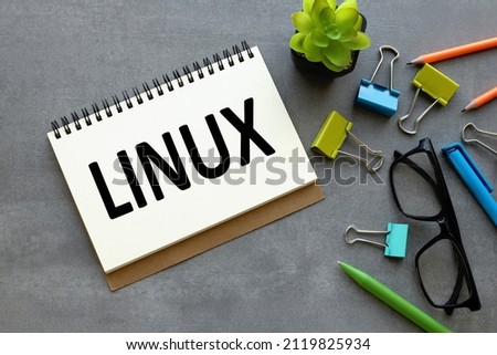 LINUX text on a gray background multi-colored stationery.