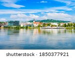 Linz city centre and Danube river in Austria. Linz is the third largest city of Austria.