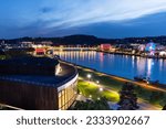 Linz Donau Dämmerung Donaulände zur blauen Stunde