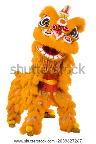 Lion dance isolated on white background