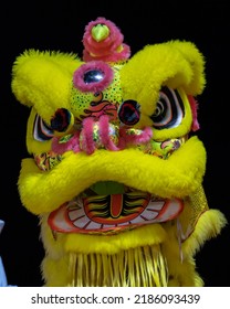 Lion Dance Performance Show During Chinese New Year Festival At Kota Kinabalu City, Sabah, Malaysia During At Night