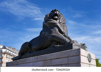 Lion Of F Belfort Statue In Denfert Rochereau Square