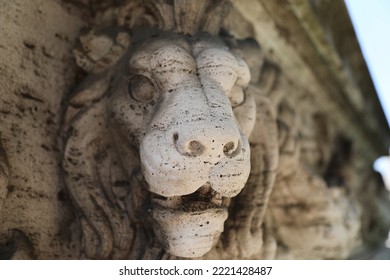 Lion Head Stone Sculpture CloseUp 