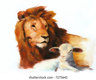 Lion & Lamb Painting