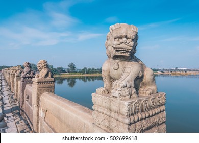 Lion on Marco Polo Bridge of Beijing
