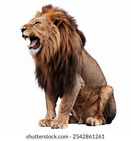 Lion sitting, roaring, Panthera Leo
