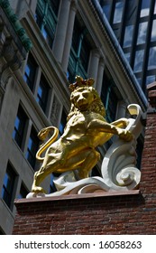 Lion Statue Perched On The Top Of The Old Massachusetts State House