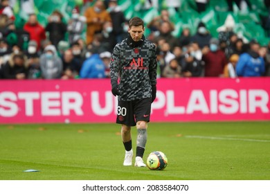 Lionel MESSI of Paris during the French championship Ligue 1 football match between AS Saint-Etienne and Paris Saint-Germain on November 28, 2021 at Geoffroy Guichard stadium in Saint-Etienne, France