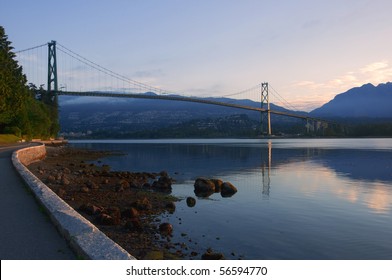 The Lion's Gate Bridge At Sunrise.