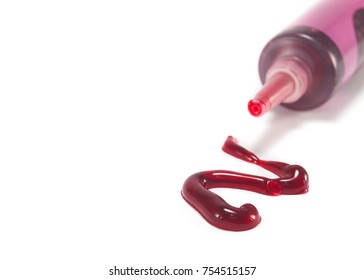 Lip And Cheek Tint Pink Color,isolated With White Background