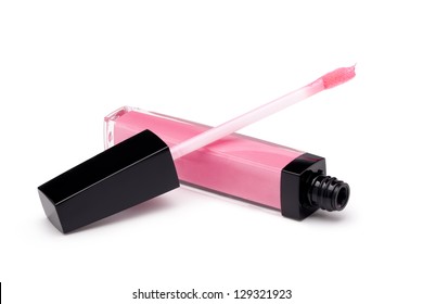 Lip Gloss Bottle On White Background