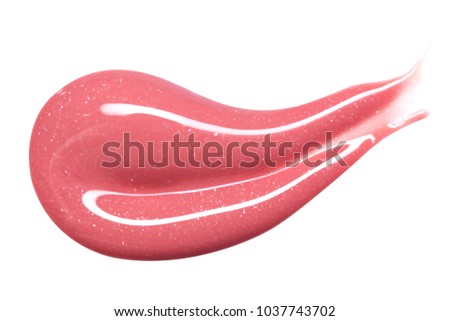 Lip gloss sample isolated on white. Smudged pink lipgloss.