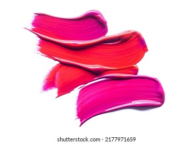 Lip gloss smudge texture swatch isolated on white background