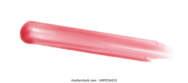 Lip Gloss Swatch Smear Smudge Isolated On White Background. Red Transparent Lip Balm Stroke