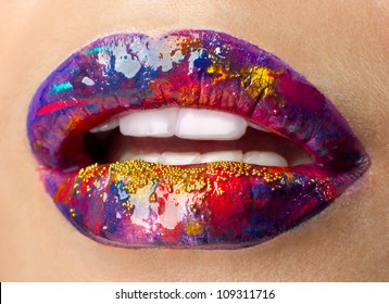 Lips Art Make-up Close-up