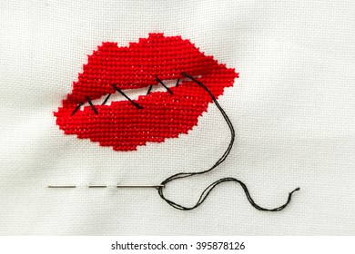 stitched mouth art