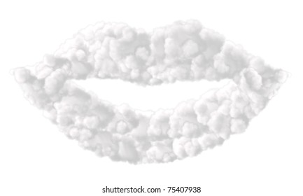 Lips made from clouds on white background