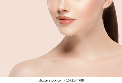 Lips Neck Chin Woman Close Up Macro Beauty