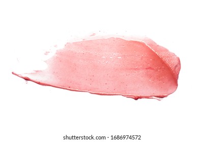 Lipstick Balm Abstract Strokes Smudge Background Texture Pinky-red Colored Isolated On White