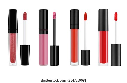 Lipstick With Brush Isolated On White Background