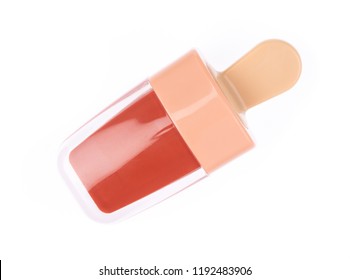 Lipstick And Cheek Tint In Ice Cream Bottle So Cute Isolated On White Background