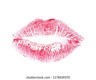 Lipstick Kiss Mark On White Background Stock Photo (Edit Now) 1178439370