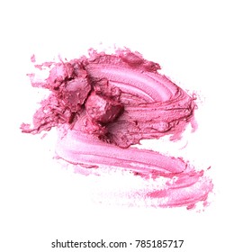 Lipstick Or Lip Gloss Smear On White Background. Make Up