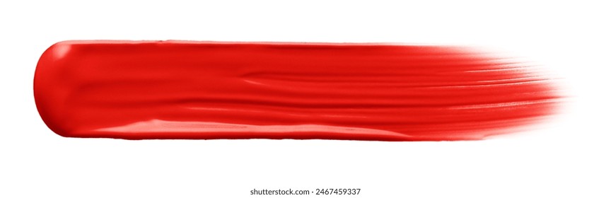 Lipstick or paint brush stroke. Makeup smear smudge swatch isolated on white background. Creamy texture. Bright red color cosmetic product swipe sample - Powered by Shutterstock