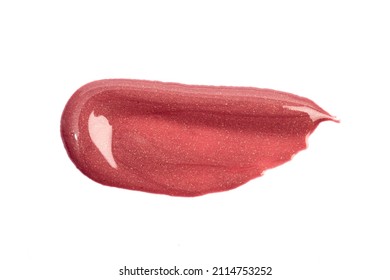 Lipstick Swatch Isolated On White Background. Red Lip Gloss Swipe